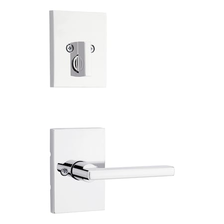 Kwikset Single Cylinder Interior Halifax Lever Trim with Rectangular Rose Bright Chrome Finish 971HFLRCT-26